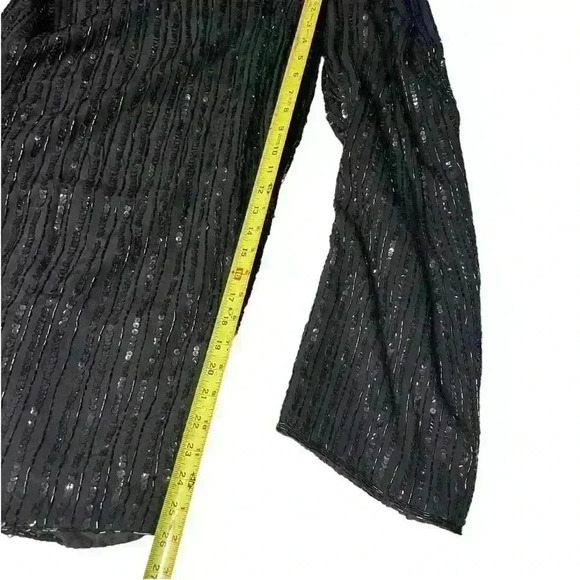 Midnight Run Sequin 100% silk Black pants Vintage 80’s Shimmer Wide Leg - Picture 4 of 11